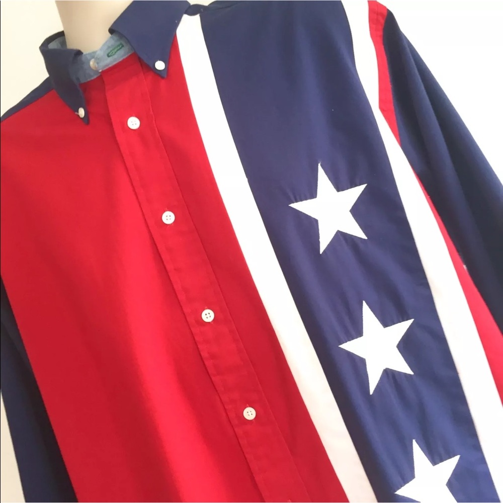 Tommy Hilfiger Bold Flag Mens Shirt Size M Funky